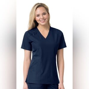 CARHARTT Liberty C12106 Women's Multi-Pocket V-Neck Scrub Top, Navy Blue, XS